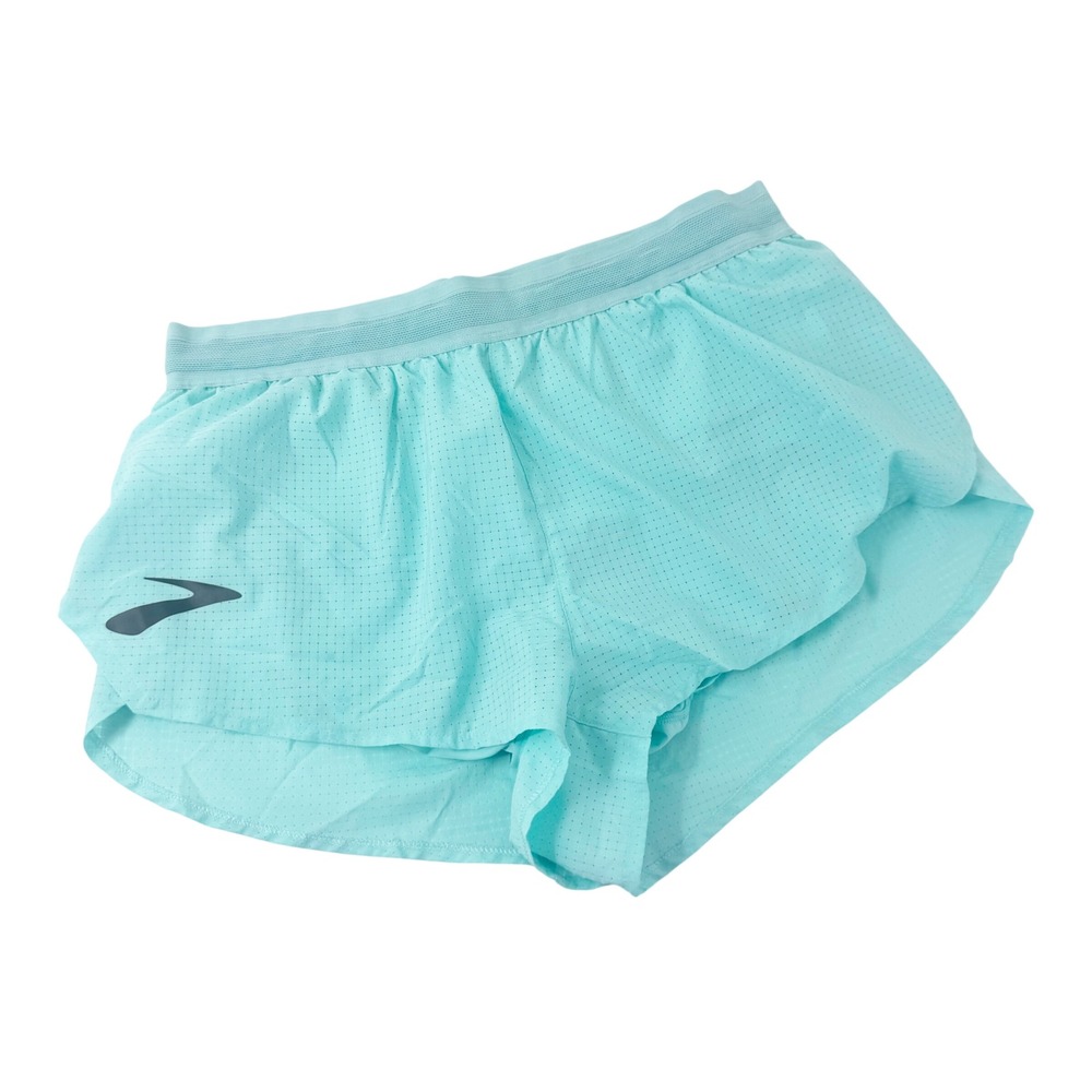 Brooks Sherpa Running Shorts Womens Medium Aqua Blue Perforated Split Leg